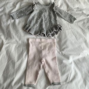Miniclasix baby girl knit sweater and pant set